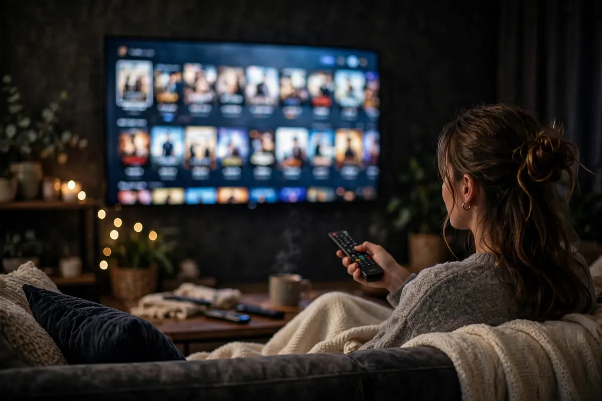 Browsing movies on Netflix on a TV with a remote control
