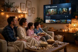 Good Netflix Movies: 20 Best Movies on Netflix to Watch by Mood Family enjoying a movie night watching good Netflix movies at home
