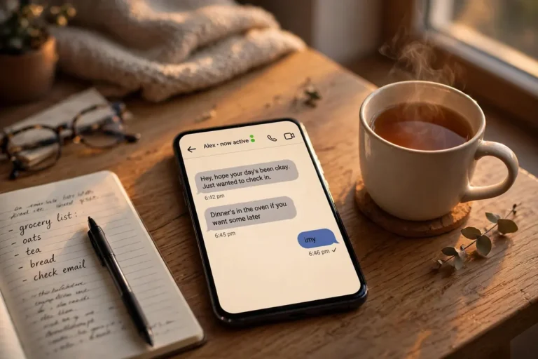 What Does IMY Mean? A Clear Guide to This Texting Abbreviation Smartphone showing an IMY text message conversation on a cozy desk